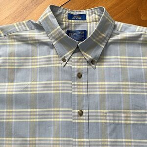 Pendleton Blue Long Sleeve Button Down Dress Shirt - Sz L